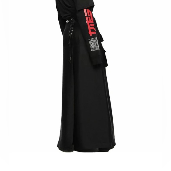 NWT Diesel Italian Black Utility Multi Zipper Pockets Maxi Tall Skirt Waist 27” - Picture 5 of 6